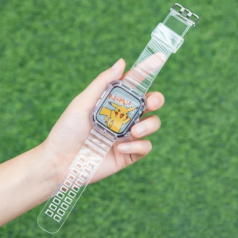 Clear Band + Case for Apple Watch Series 9 8 7 49mm 45mm 44mm 42mm 41mm Transparent Plastic Strap for iwatch 6 SE 5 4 38mm 40mm