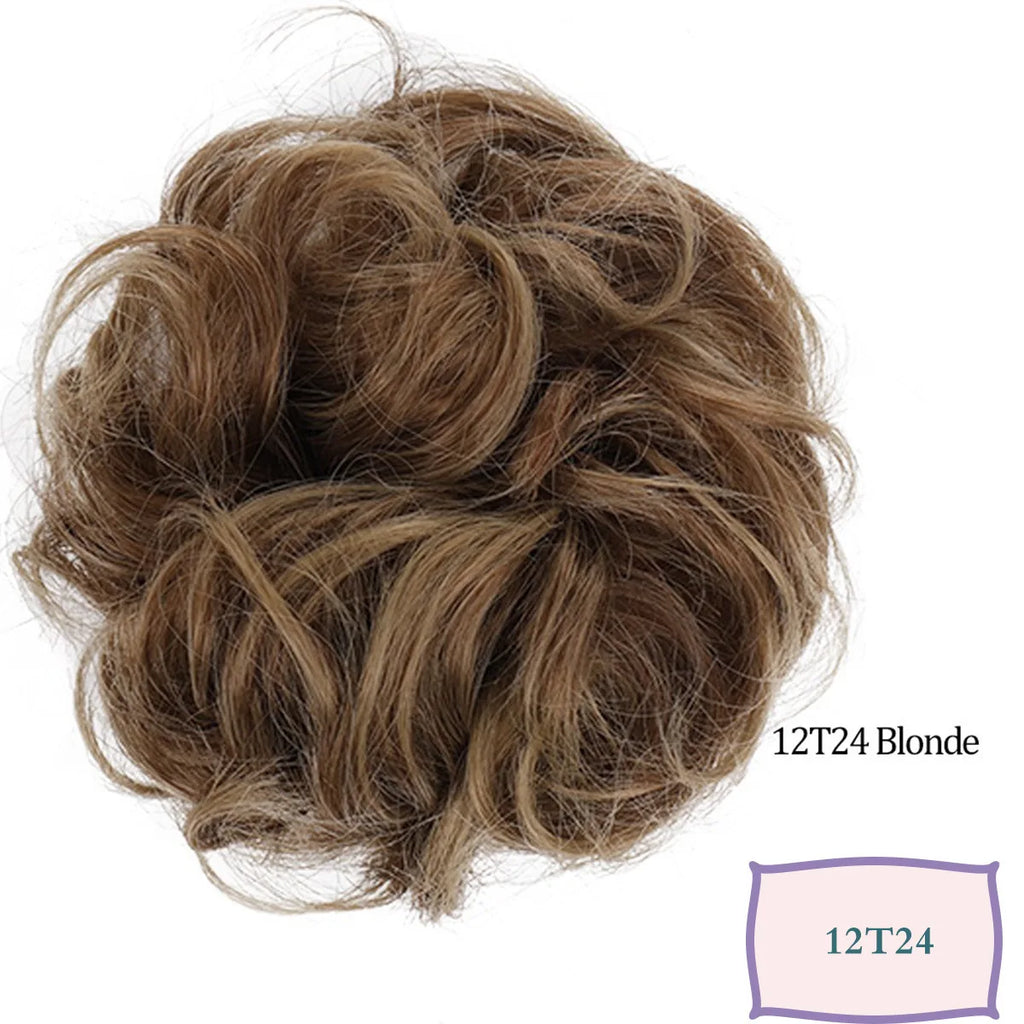 Synthetic Messy Hair Bun Chignon Scrunchies Fake Hair Band Braid Elastic Hairpiece Tail Chignon Donut Updo Hair Pieces for Women