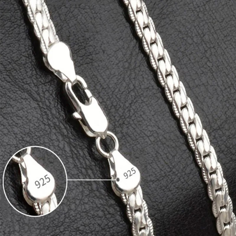 Nice 925 Sterling Silver 5MM Full Sideways Chain Necklace For Women Men Fashion Jewelry Sets Wedding Gift