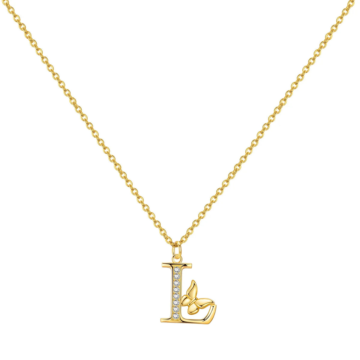 Original 925 Sterling Silver 18K Gold Zircon Butterfly A-Z 26 Letter Y-shaped Chain Necklace For Women Commemorate Jewelry Gift