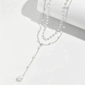 ZAKOL Korean Fashion Imitation Pearl Double Layered Choker Big Ball Bead Pendant Tassel Necklace Women's Sexy Party Body Jewelry