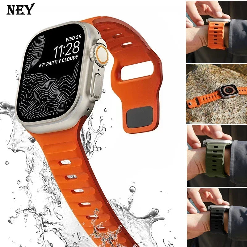 Sport Strap For Apple Watch Ultra band 49mm 45mm 46mm 44mm 42mm 41mm Silicone Air hole Bracelet iWatch Serie 11 10 9 8 7 6 SE