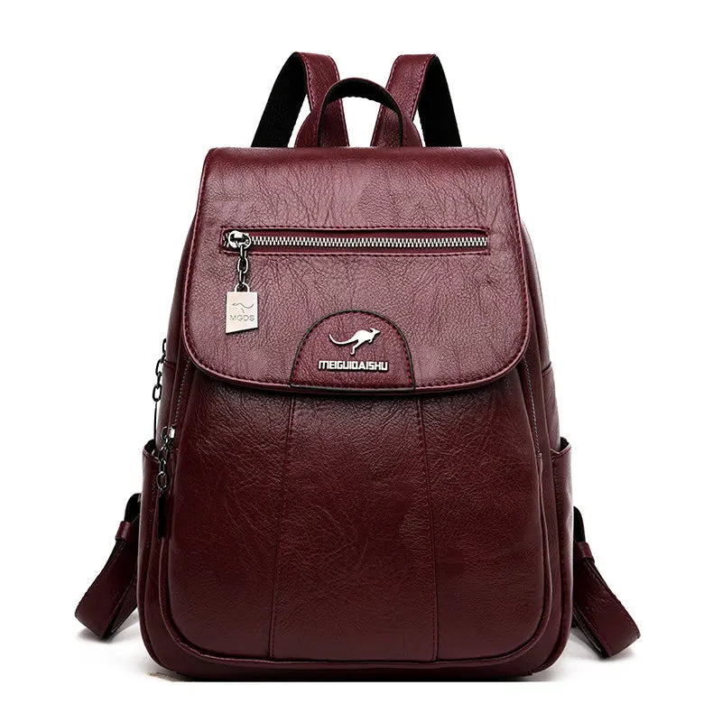 2024 New Women Leather Backpacks High Quality Female Vintage Backpack For Girls School Bag Travel Bagpack Ladies Back Pack