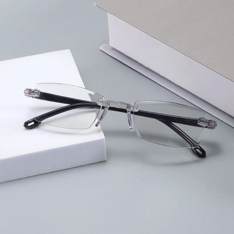Retro Reading Glasses for Men Women Anti-blue Presbyopic Eyewear Frameless Trimming +1.0 To +4.0