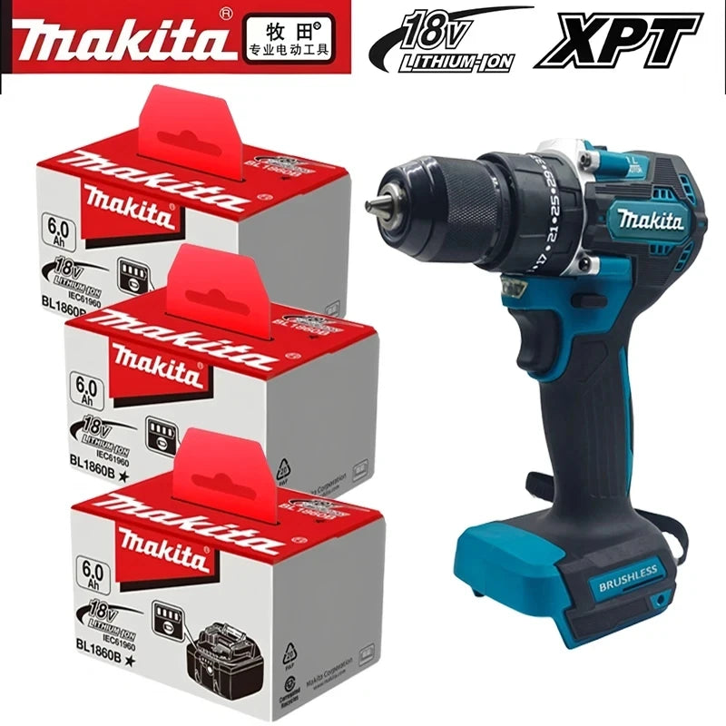 Genuine Makita DDF487 18V Brushless Li-ion Cordless Drill, Rechargeable Power Tool Kit for Household, Farm & Auto Repair