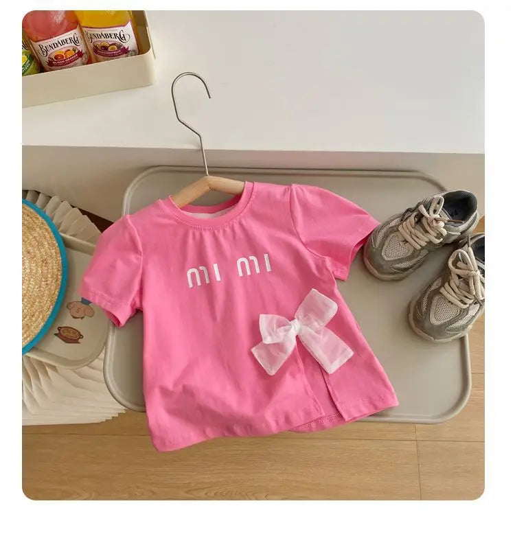 Summer Children Short Sleeve T-shirt for Girls Letter Printing Girls T Shirt Girls Tops Tees Cartoon Kids Clothes 2-8Year child