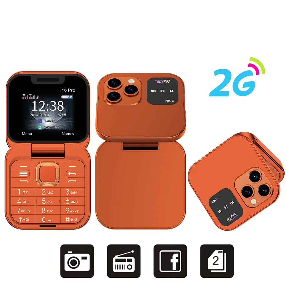 SERVO I16 Pro MIni Fold Mobile Phone 2G GSM Dual SIM Card Speed Dial Video Player Magic Voice 3.5mm Jack FM Small Flip Cellphone