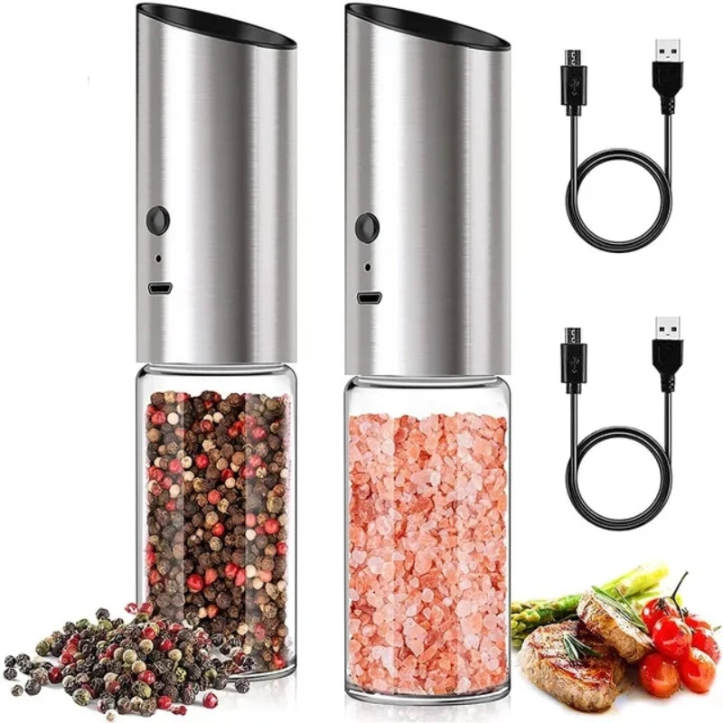 ZaiXiao Electric Salt and Pepper Grinder USB Rechargeable Eletric Pepper Mill Shakers Automatic Spice Steel Machine Kitchen Tool