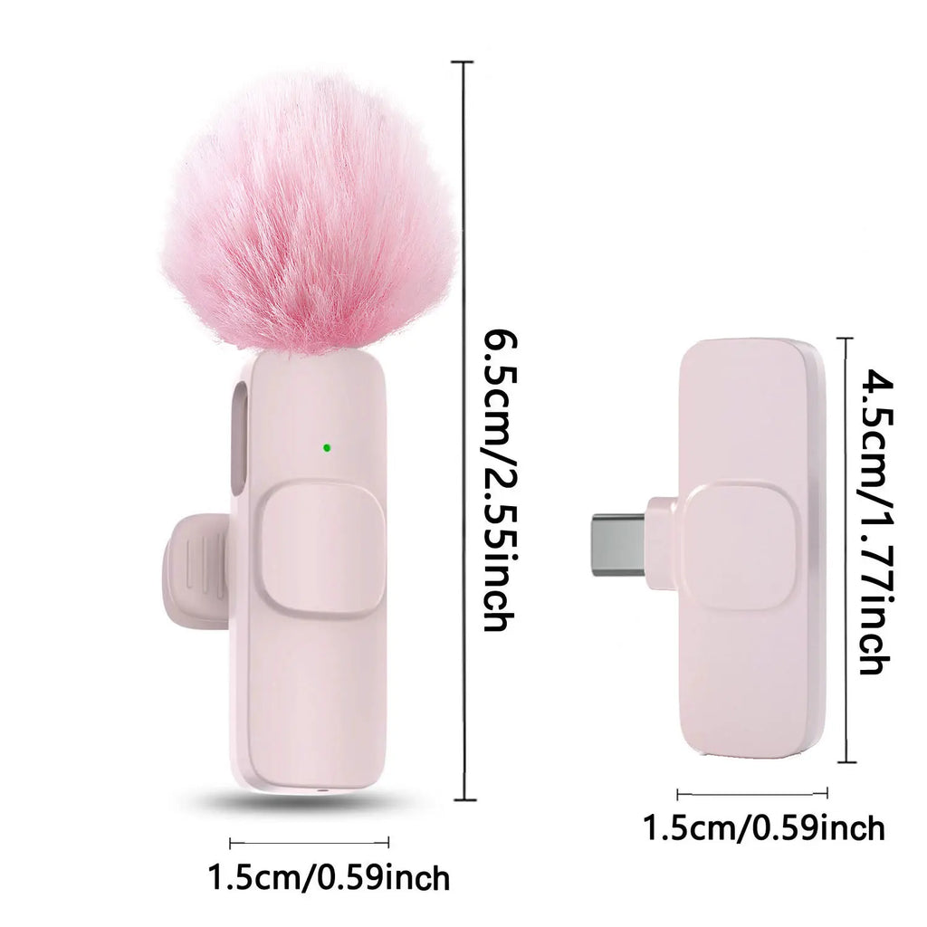 New Pink K60 Plug and Play Wireless Lavalier Microphone Portable MINI Wireless MIC For Smartphone Live Streaming/Video Recording