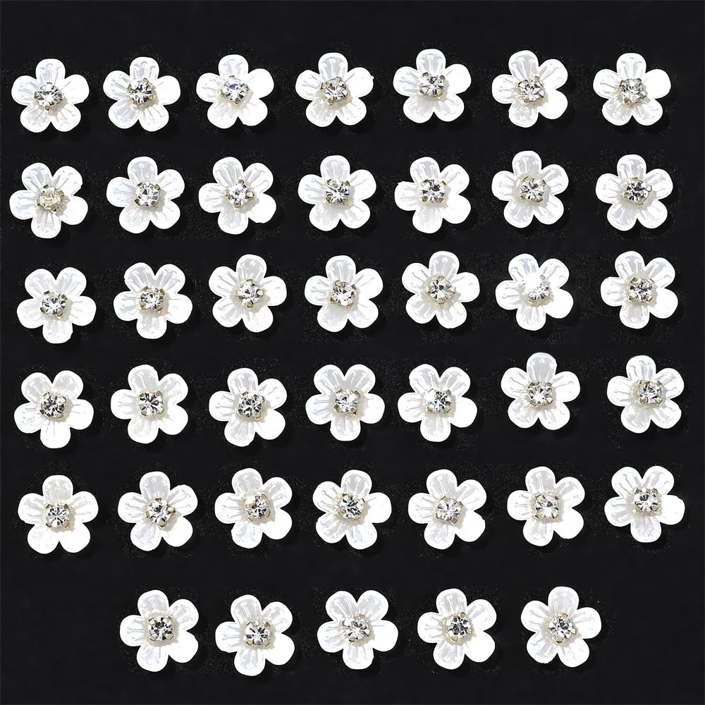 40pcs Imitation Pearl Flower-shaped Rhinestone Buttons for Jewelry Making Decorative Hat Clothes DIY Craft Sewing Accessories