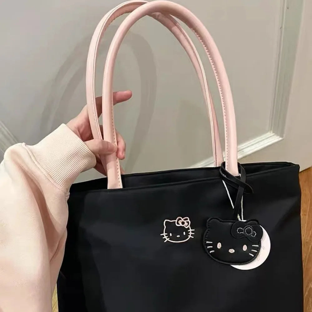Large-capacity Tote Bag with Kitty embroidery, lightweight Underarm Handbag for Women, Cute and Exquisite, Suitable for Young Gi