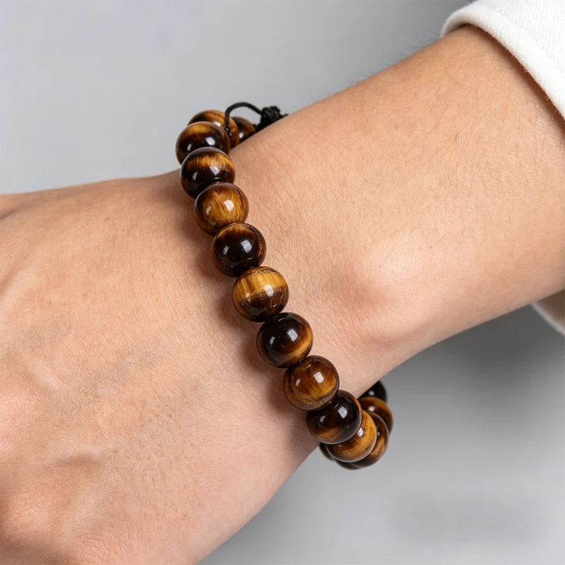 Multiple Style 8mm Natural Tiger Eyes Lava Rock Protection HANDMADE Bracelet Men's Gift
