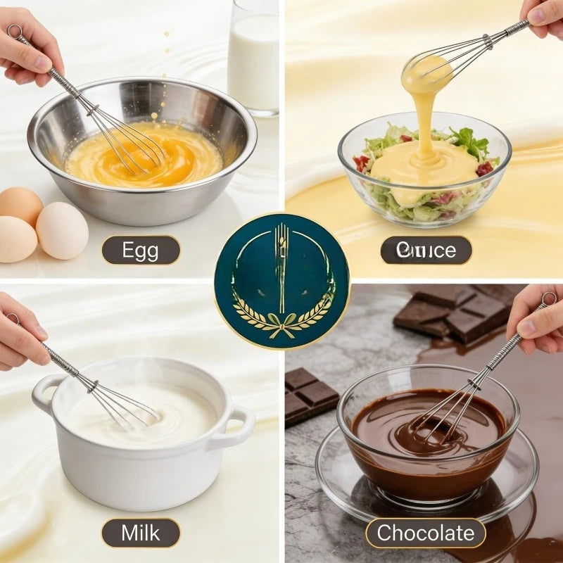 Small Wire Whisk Set of 2, Portable Stainless Steel Kitchen Tiny Whisk & Egg Beater with Thick Wire - Sturdy Mini Mixing Balloon for Cooking, Blending, Whiping, Beating and Stirring (6" + 8")