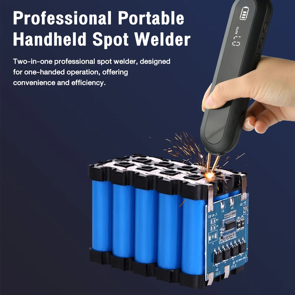 12 Gears Adjustable Handheld Spot Welder Mini Portable 9-Level LED Lighting 18650 Lithium Battery DIY Welding Tool Kit