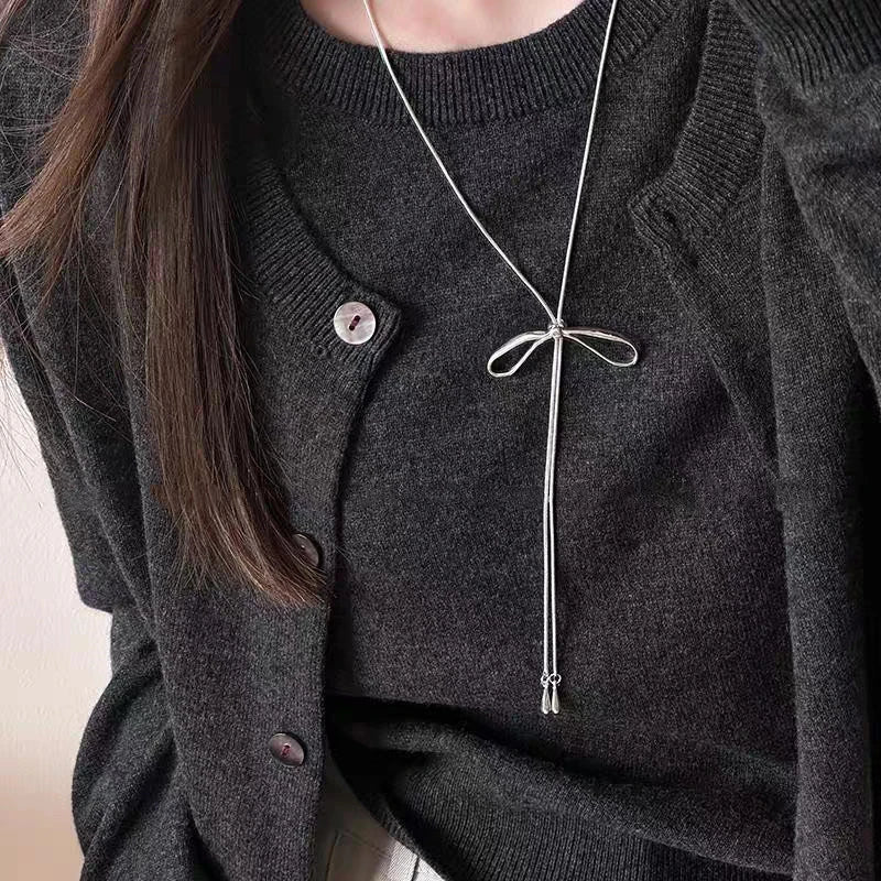 Luxury Crystal Zircon Butterfly Tassel Necklace for Women Elegant Double Layer Clavicle Chain Necklace Party Wedding Jewelry