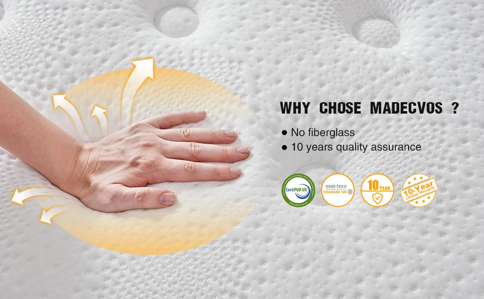 Queen King Full Size Mattress,12 Inch Hybrid Mattress in a Box with Pocket Spring, Medium Firm,Motion Isolation ,Pressure Relief