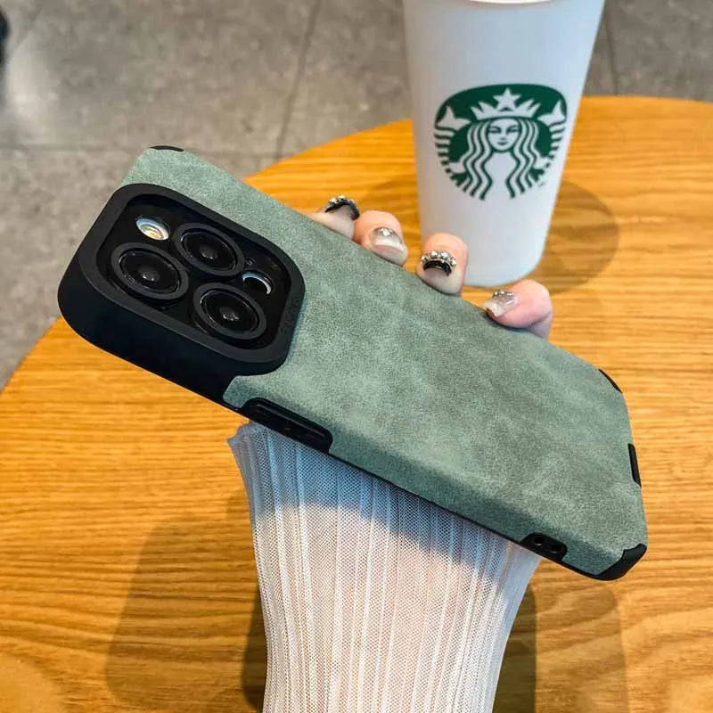 Luxury Matte Soft Leather Phone Case For iPhone 18 17 15 14 Plus 13 12 11 Pro Max 16 Lens Protection Shockproof Silicone Cover