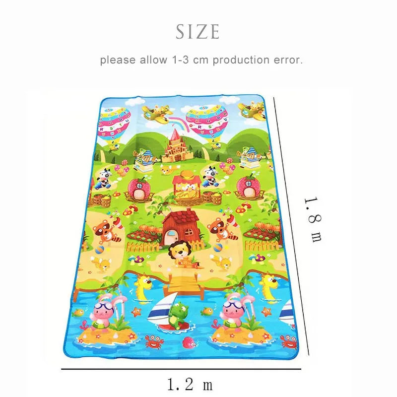 Doubel Sided Baby Play Mat 180x120cm Kids Rug Educational Toys for Children Soft Floor Toddler Crawling Carpet Game Activity Gym