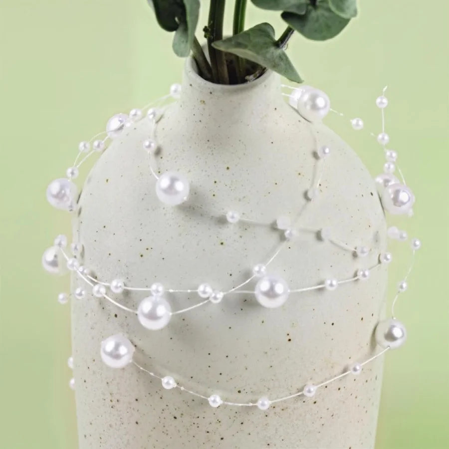 5/10Meters Artificial Pearls Chain Fishing Line Beads Garland Chain For DIY Bridal Bouquet Craft Flower Wedding Party Decoration