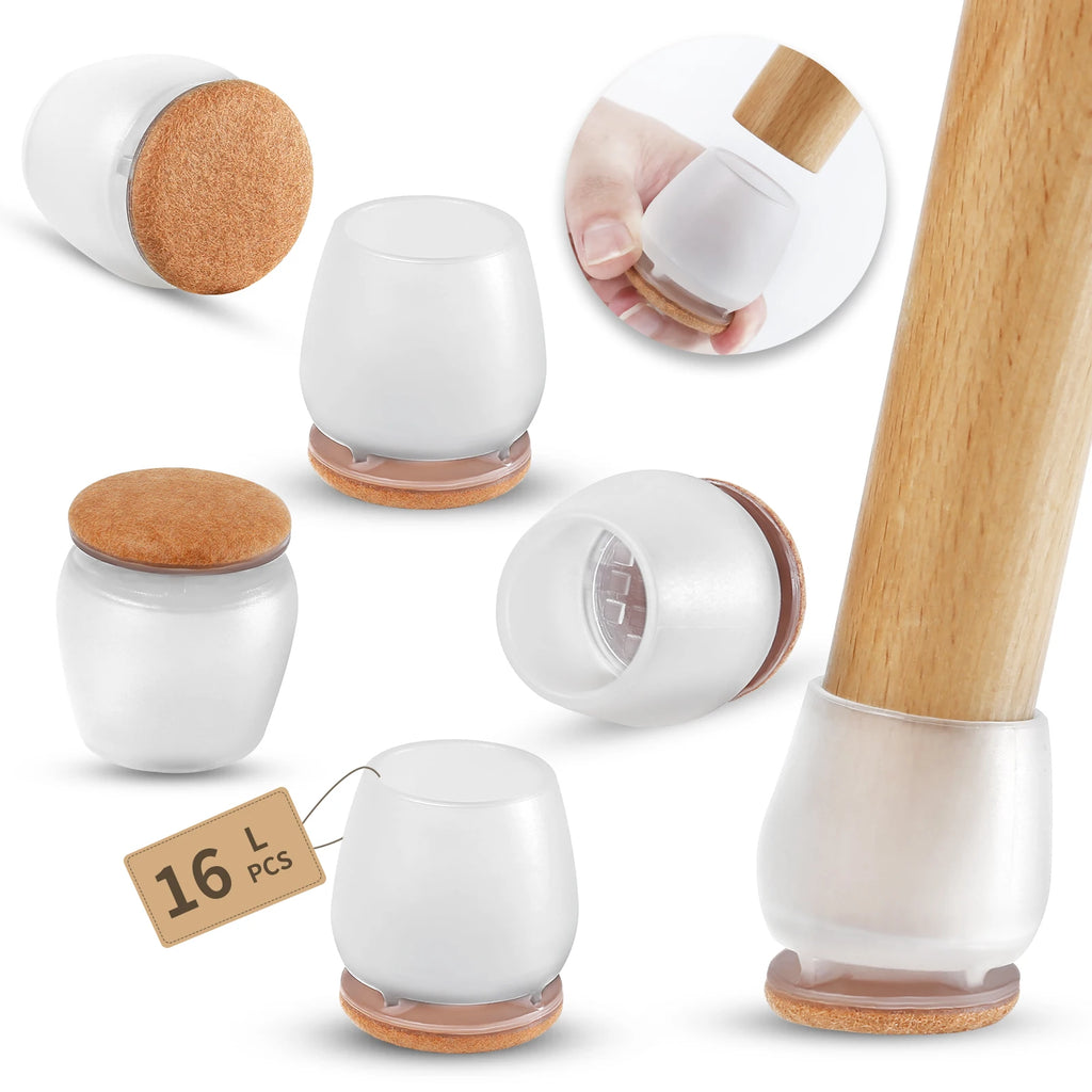 16PCS Silicone Chair Legs Pads Non-Slip Felt Chair Feet Caps Furniture Floor Protectors No Scratches Reduce Noise Home Decor