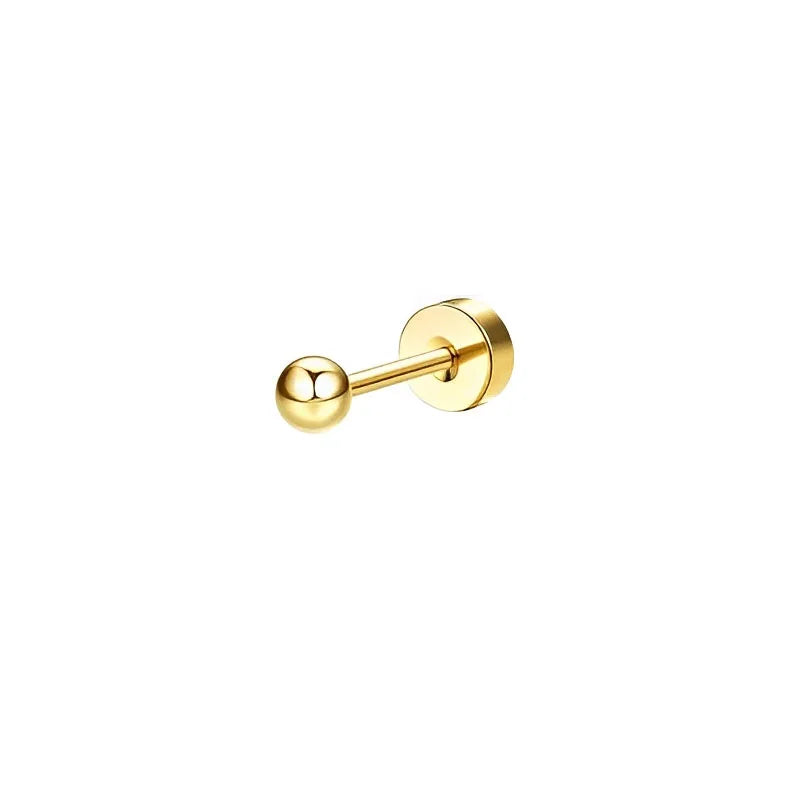 Bobisty 1pc Earrings Surgical Stainless Steel Earrings for Women Dainty Flat Back Earring Stud Hoop Cartilage for Sensitive Ears