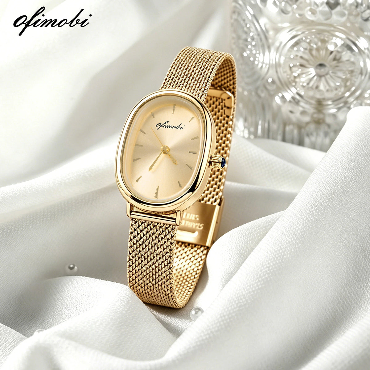 Oval Dial Women's Quartz Watch Premium Milanese Mesh Strap Sunburst Dial 30M Waterproof Elegant Wristwatch