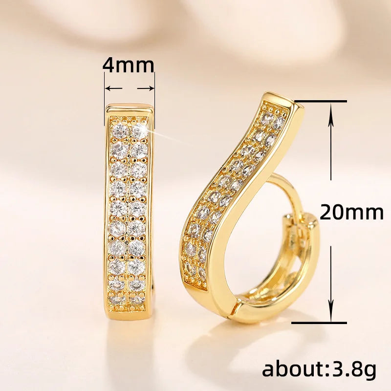 Huitan Unique Design Hoop Earrings Women Hollow Out Irregular Gold Color Earrings Wedding Engagement Party Luxury Trendy Jewelry