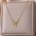 Pink Heart Zircon Necklace Gold Color Stainless Steel Cupid Eros Arrow Heart Pendant Necklace Korean Fashion Jewelry Party