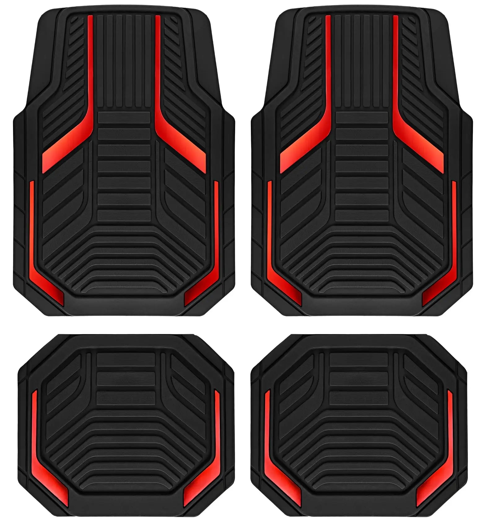 Heavy Duty Rubber Floor Mats, Purple Aluminum Film Car Mats Set, Front and Rear Car Mats with Anti-Slip Backing, All Weather Protection, Trim-to-Fit for Automotive SUV, Sedan, Van