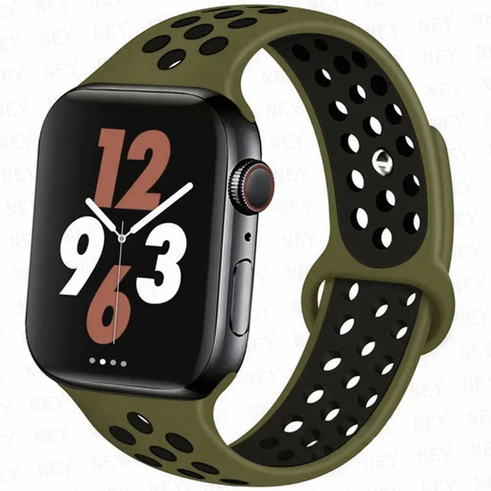 Sport Strap For Apple Watch Band 45mm 49mm 44mm 40mm 41mm 42mm Silicone bracelet correa iWatch Ultra 2 Series 9 8 SE 7 6 5 4 3