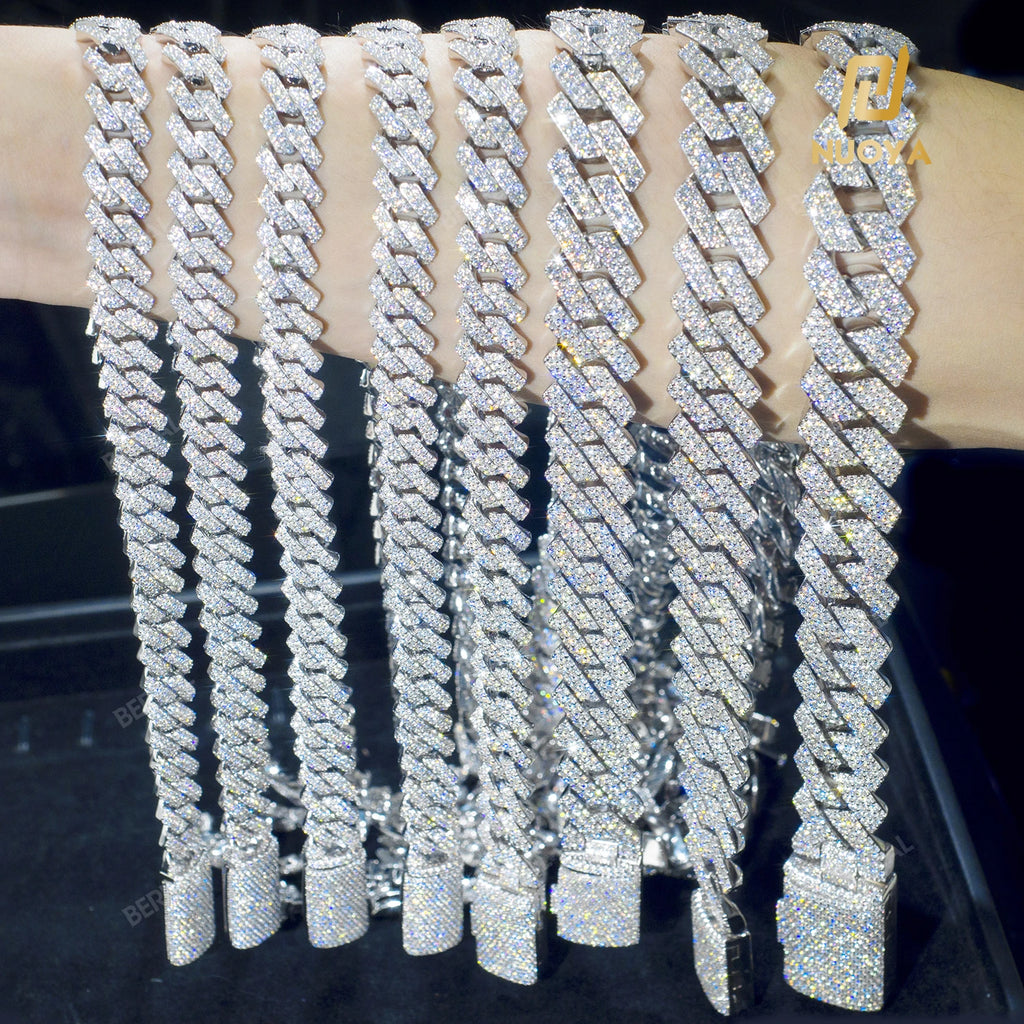Drop Shipping Hip Hop Cuban Link Chain Necklace Silver/18k Gold Plated 10/12/14/15/20mm Iced Out Diamond CZ Gift for Him/Her