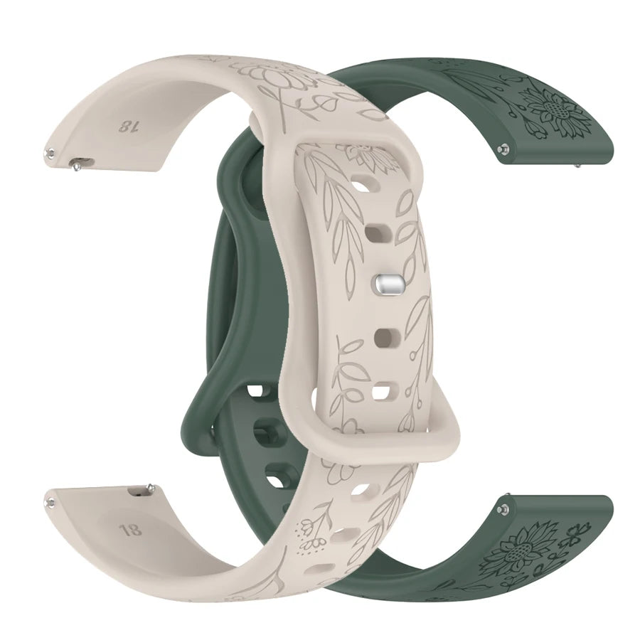 18 20 22mm Watch Strap for Garmin Forerunner 170 70 570 165 255 3D Flowers Silicone Band For Active 6 5/Venu 4 41/45mm Bracelet