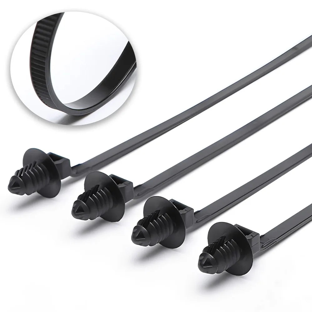 Nylon Self Locking Zip Tie Car Engine Bay Wiring Loom Retainer Clip Screw Mount Fastener Universal Automotive Wire Management