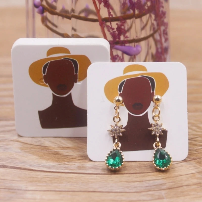 100pcs 4 x4cm new luxury brand jewelry pearl powder paper display earring cards, earrings, earring packaging label cards