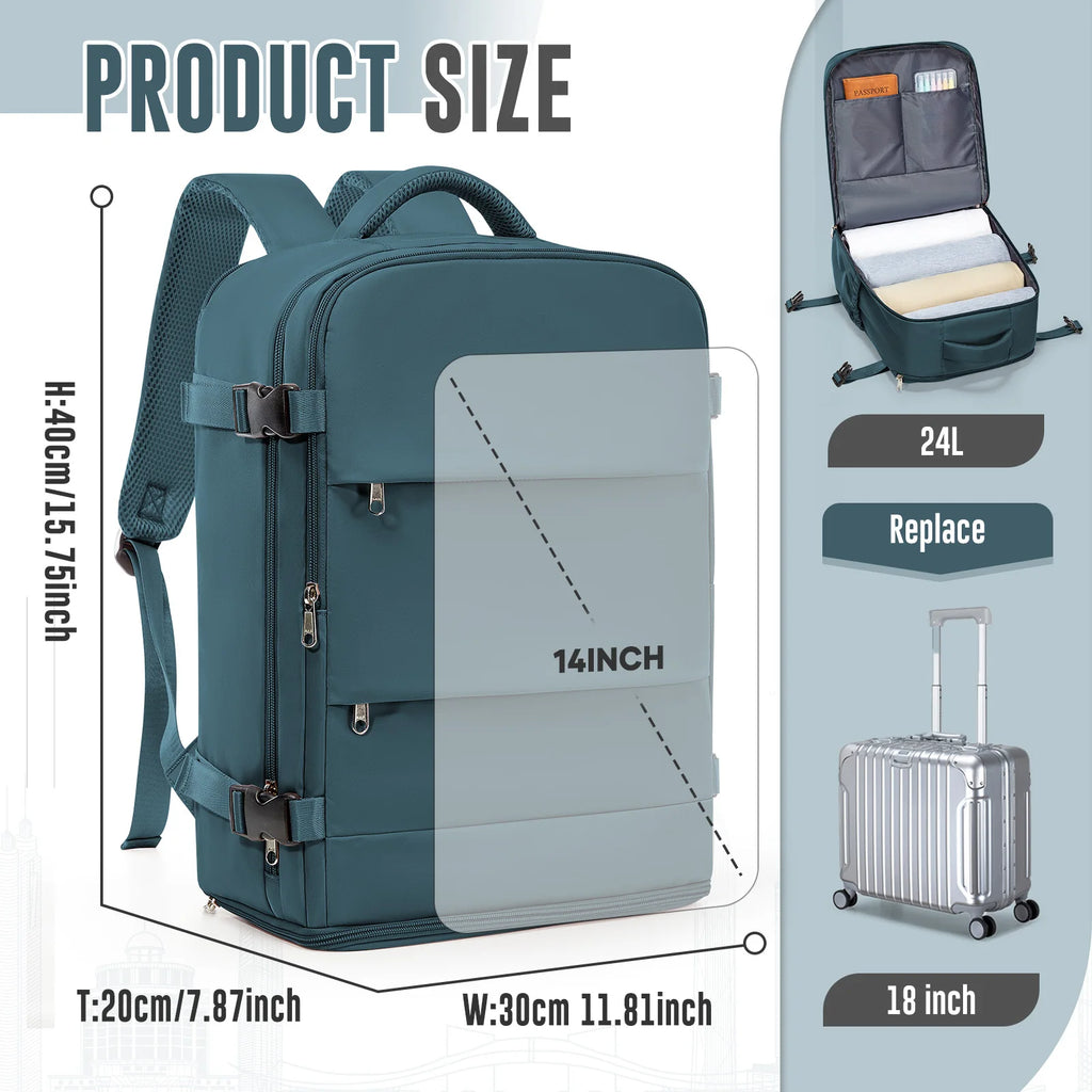 Ryanair Backpack 40x30x20, Airline-Approved Hand Luggage Cabin Max 40x30x20 Travel Backpack for Women Men, 14in Laptop Backpack