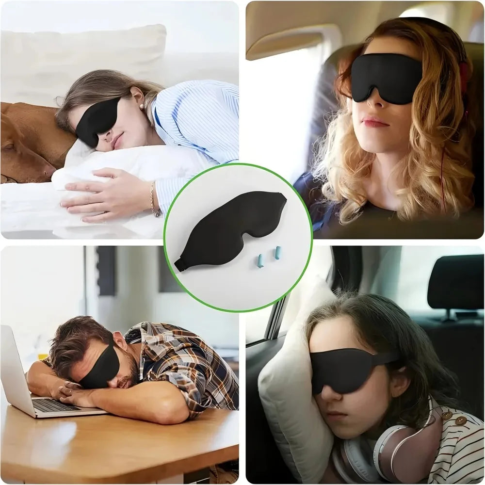 3D Eye Mask, Comfortable & Breathable Sleep Mask with Nose Pad, Adjustable Size Eye Cover for Sleeping, Travel & Nap, Blackout