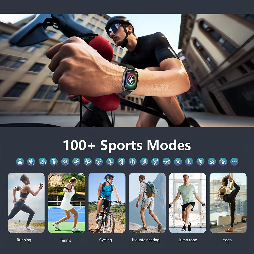 LAXASFIT 2026 New Gift Smart Watch Full Touch Screen Bluetooth Call Sports Fitness Digital Smartwatch For Men Women