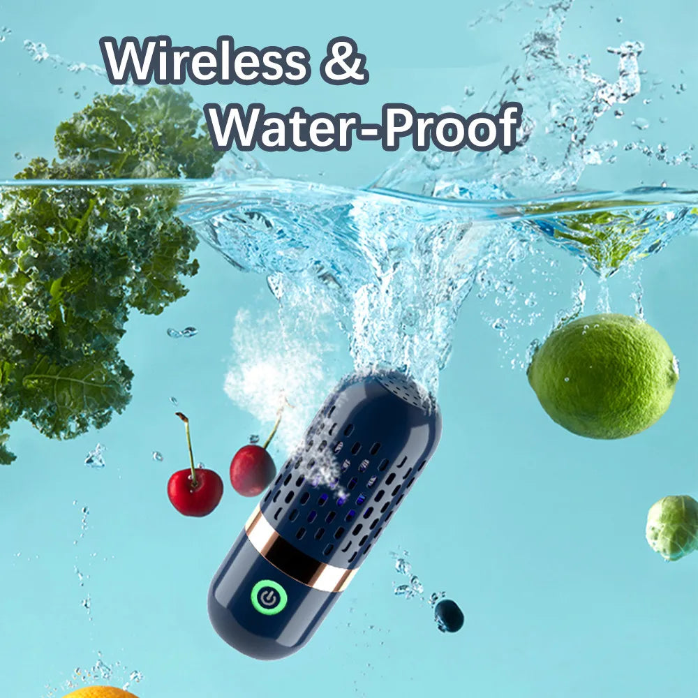 Vegetable and Fruit Cleaning Machine, Fruit and Vegetable Washer, Fruit Cleaner, Fruit Purifier, Waterproof Fruit Cleaning Device Using Oh Ion Purification Technology, 250 Minutes of Working Time and Wireless Charging, for Cl