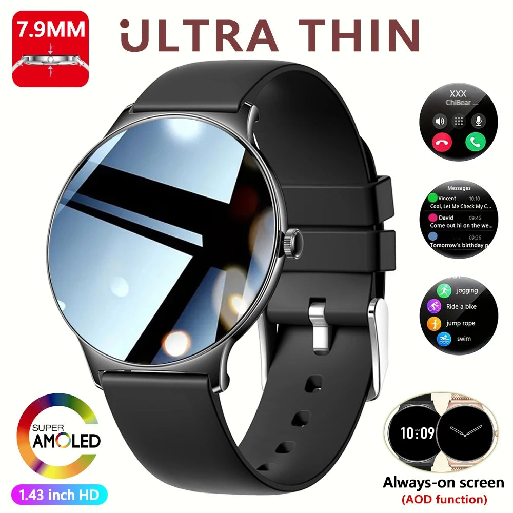 ChiBear Ultra Thin Fashion Smart Watch Women Screen Always Display Time Sports Bracelet Bluetooth Call AMOLED Smartwatch Woman