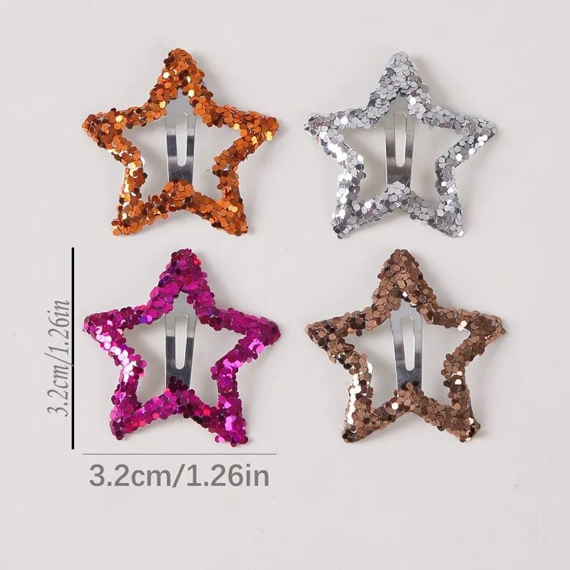 20Pcs Hollowed Star Hair Clips Colorful  Sequins Star Snap Hairpins Sweet Headpiece Hair Barrettes Hair Accessories for Girls