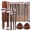 Travel Makeup Brush Set with Storage Box, 20-Piece Makeup Tools, Multifunctional Essential, 18-Piece Brushes with 2 Sponge Pads,