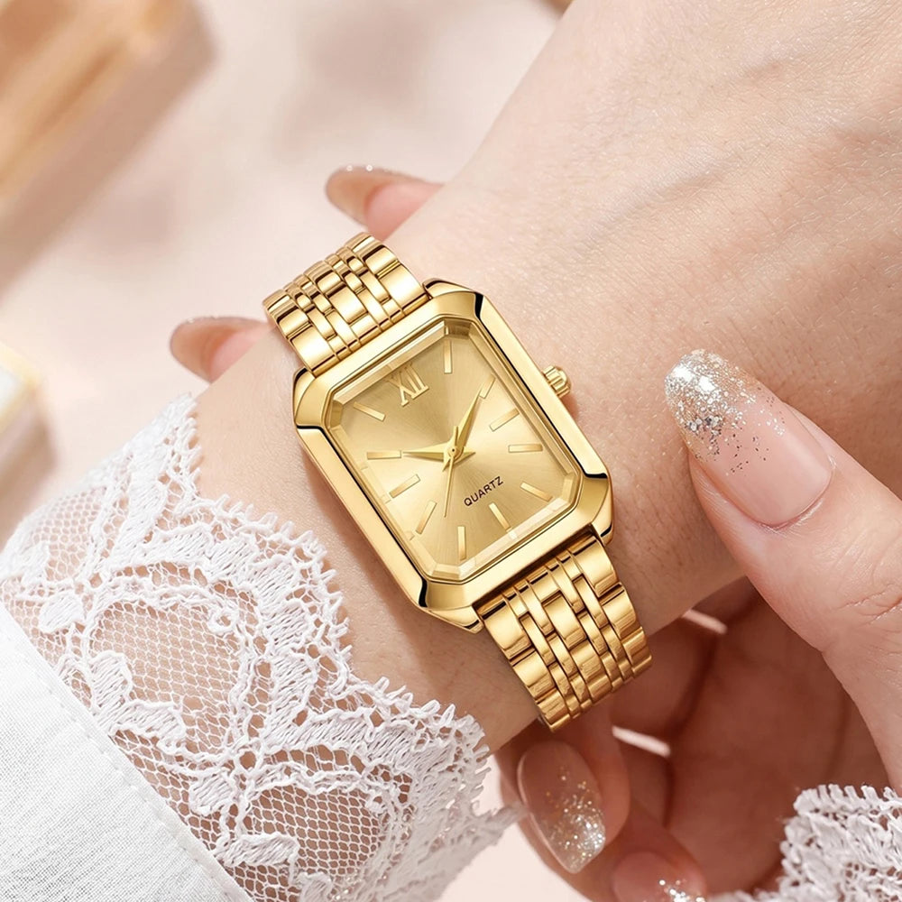 5Pcs/Set Unisex Jewelry Watches Women's Wristwatch Accessories Gold Fashion Business Elegant Trendy Classic Exquisite Retro Light Luxury Bracelet Watch Set Y2K Suitable for Travel, Vacation, Parties, Daily Outfits, Perfect Ho