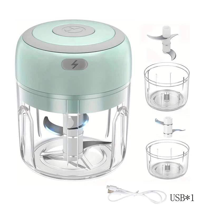 100ml/250ml Electric Mini Garlic Press Chopper - Rechargeable USB Masher with Powerful Lithium Battery, Easy Meat Grinder