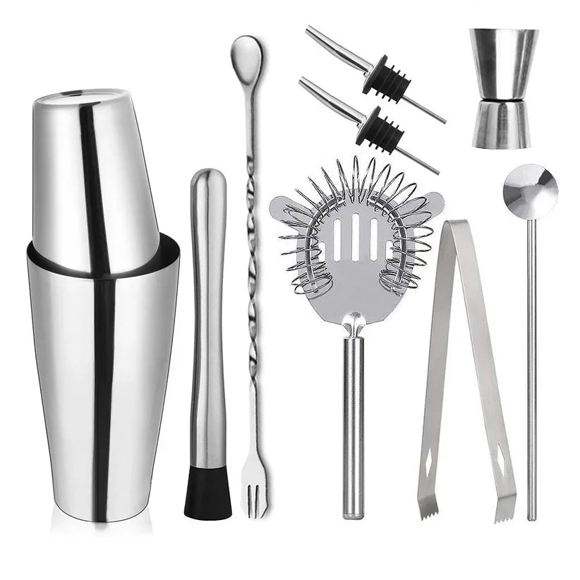 1/3/6/9/11pcs Cocktail Shaker Set Stainless Steel Bartender Kit Cocktail Mixer Wine Martini Boston Shaker Party Bar Tools