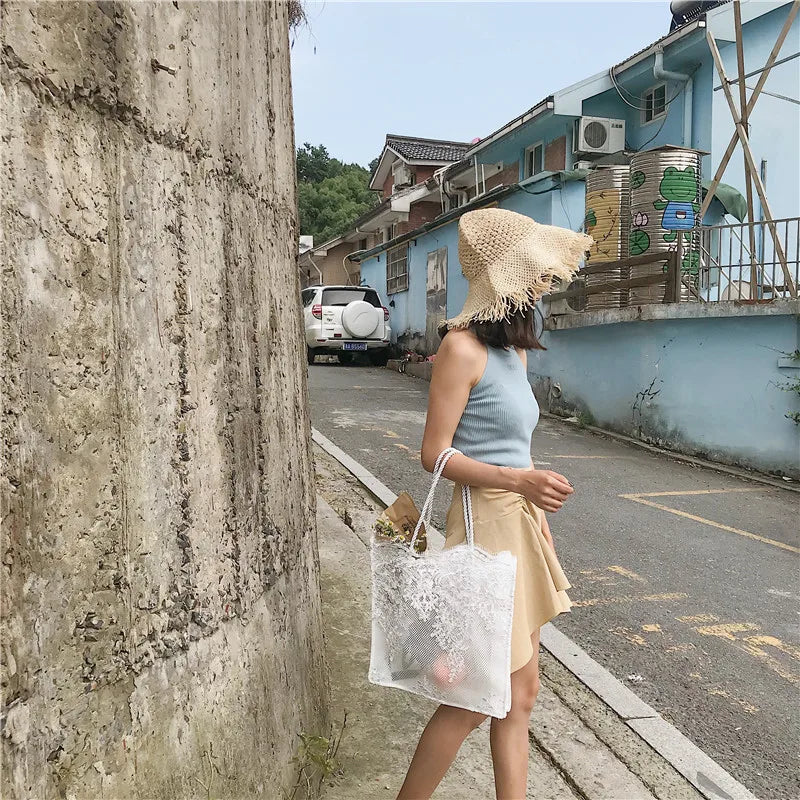 Chic Summer Light Bags Fashion Party Wedding Bags Ivory White Lace Bag Women Purses Handbag Totes Shoulder Female Bride