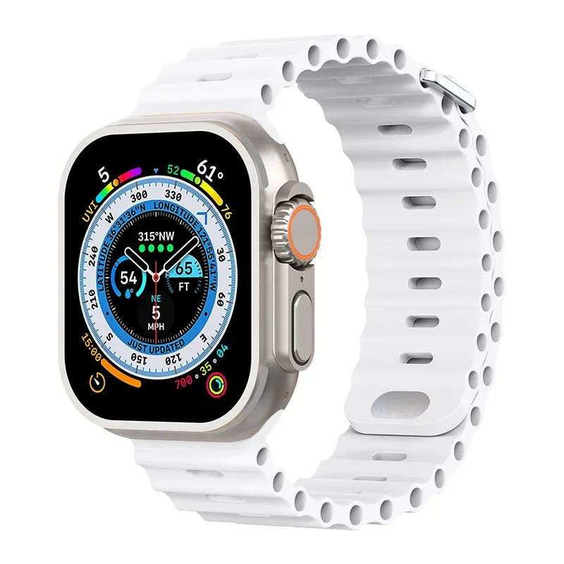 Ocean Strap For Apple Watch Ultra 3/2 Band 49mm 11 10 9 8 7 46mm 45mm 41mm Silicone Bracelet Belt iWatch 6 5 4 SE 44mm 42mm band