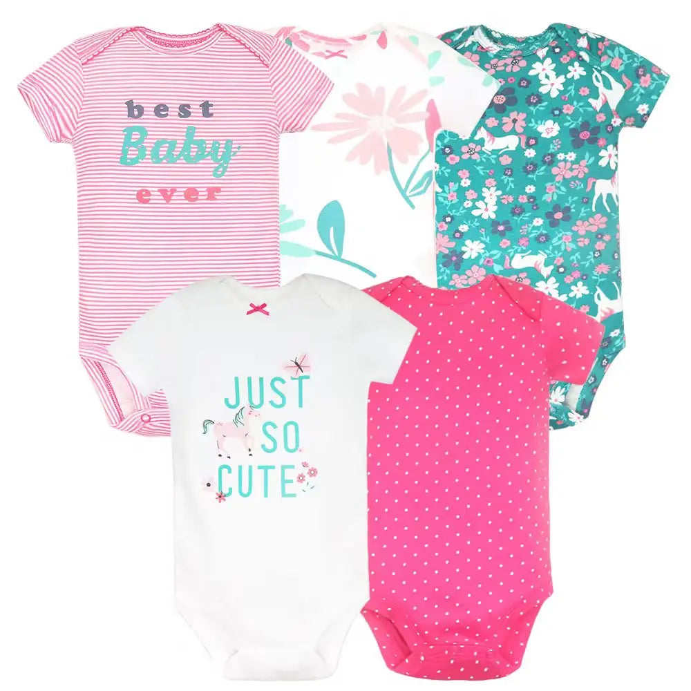 5Pcs/Lot Baby Boy Clothes Cartoon Dinosaur Bodysuits Cotton Summer Newborn Baby Girl Clothing Infant 6-24 Month Outfits Bebe