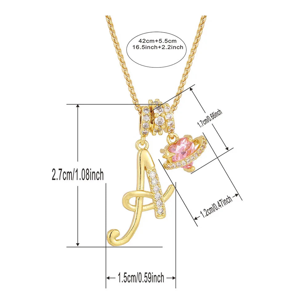 Heart-shaped Necklace with the Initial of a Lady, Zircon Pendant, English Diamond Jewelry, Suitable for Friday