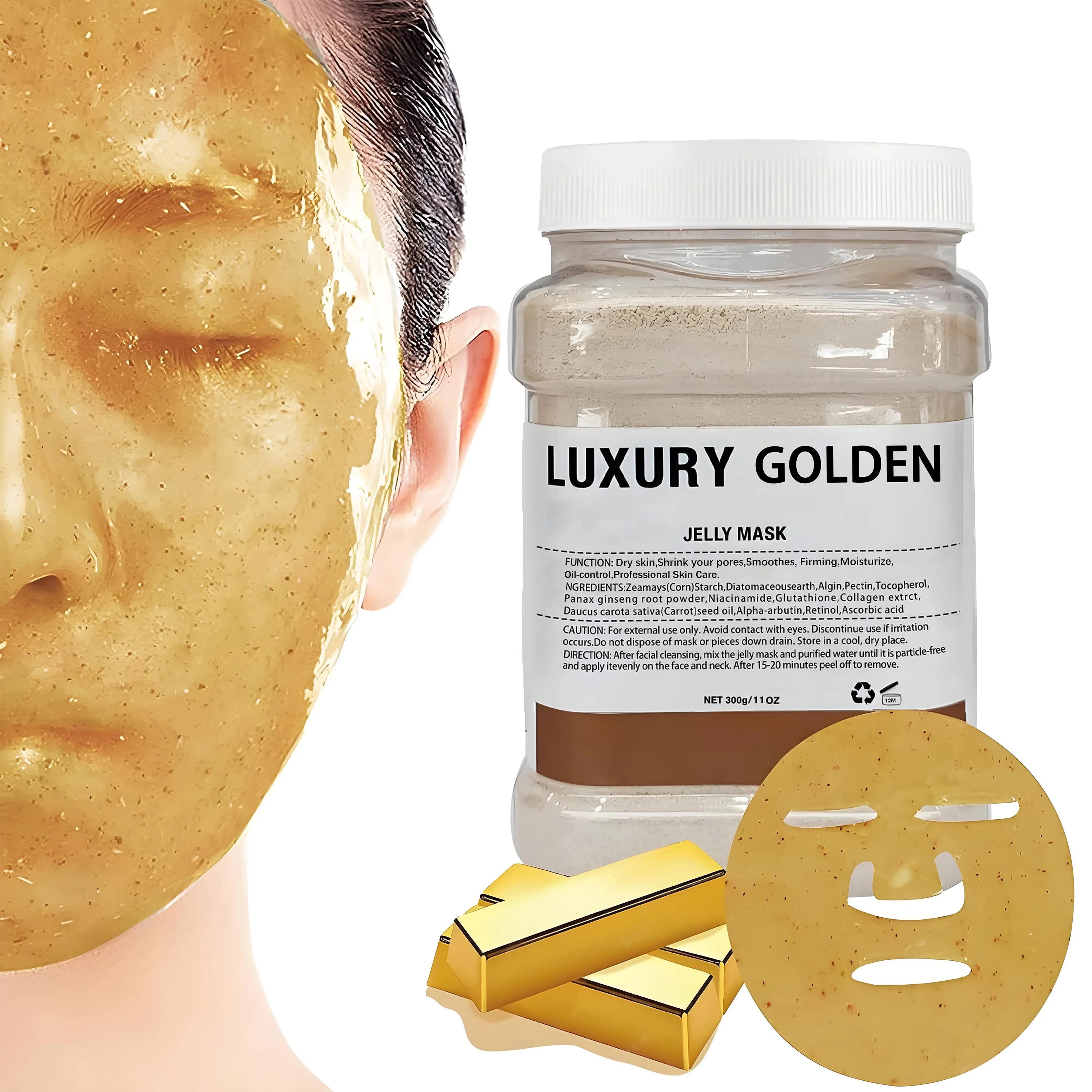 Jelly mask for the face, moisturizing rubber gel mask, deep moisturizing, 11Oz jar, suitable for all skin types, with luxurious