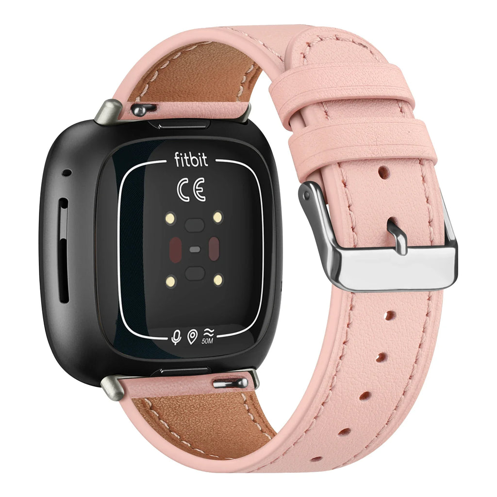 Real Leather Watch Band For Fitbit Versa 3/Versa 4 Strap Bracelet For Fitbit Sense/Sense 2 Band Adjustable Wristband Replacement
